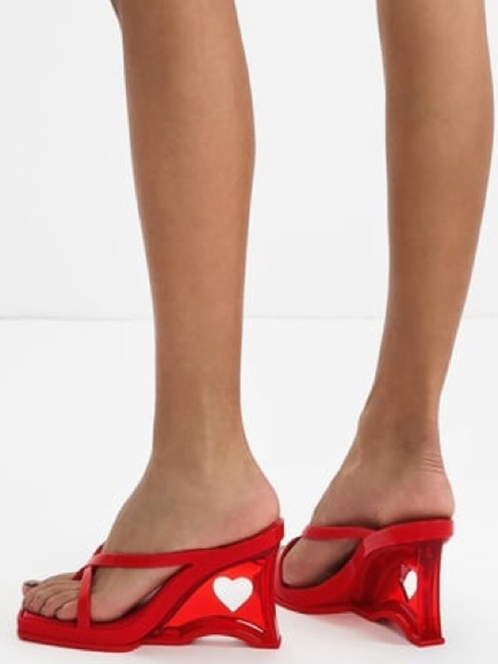 🆕{MELISSA}Glass ♥️ Heel Square-Toe Heel Thong Sandals